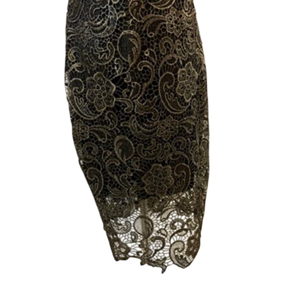 NWT Bisou Bisou Women's Dress 12 Black & Gold Sheath Lace Overlay - Picture 2 of 16